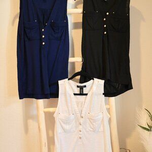 Dressy tank top T-Shirt with gold button